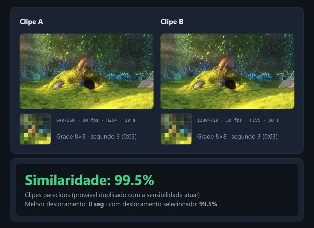 Duplicate Video Search — demonstração interativa