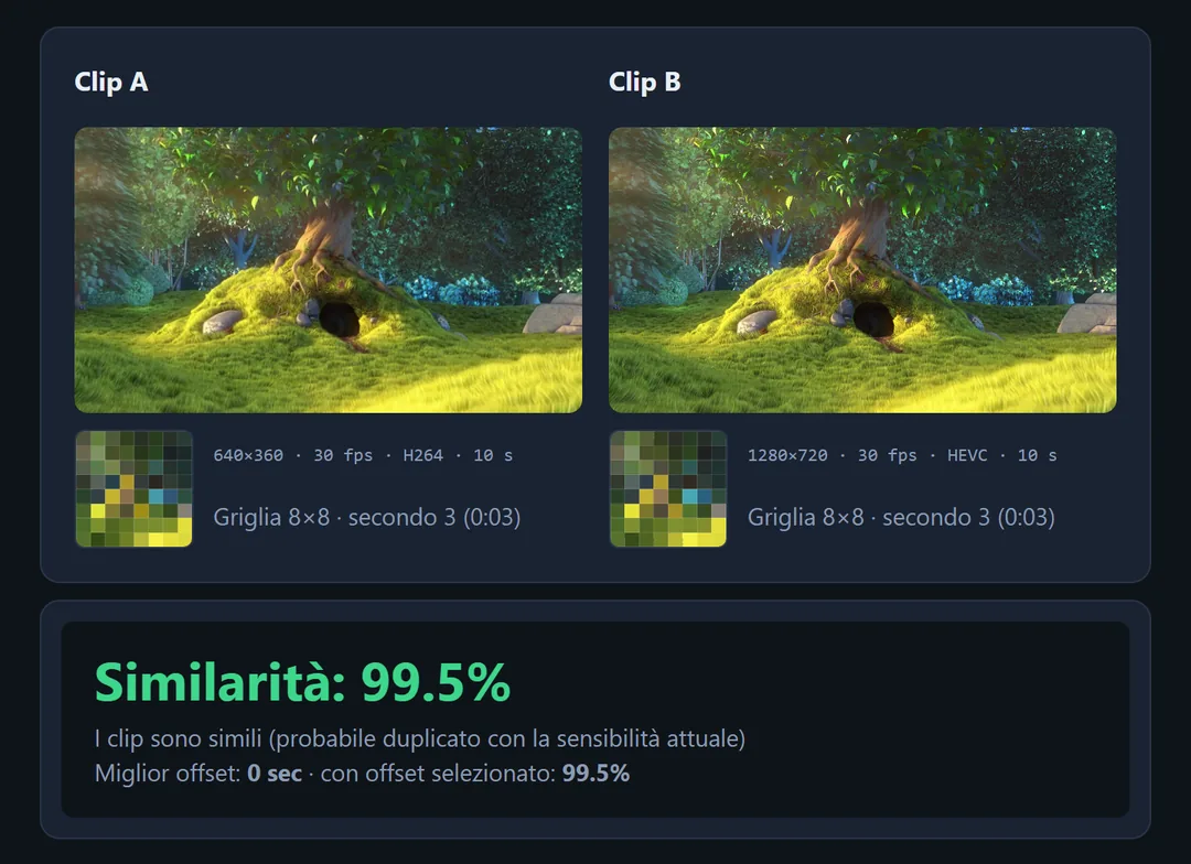 Duplicate Video Search — demo interattiva